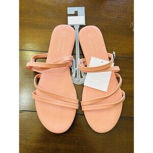 NWT LC Lauren Conrad Pink Strappy Flat Slide Sandals Women’s Size 8
